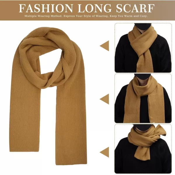 Mens Womens Winter Warm Beanie Hats Long Neck Scarf Touchscreen Gloves Set Knit Skull Caps Scarves Gifts for Women MenBrown