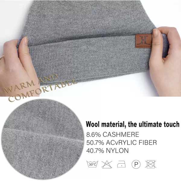 Mens Womens Winter Warm Beanie Hats Long Neck Scarf Touchscreen Gloves Set Knit Skull Caps Scarves Gifts for Women MenGrey