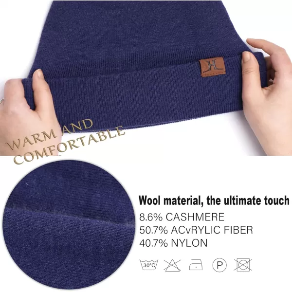 Mens Womens Winter Warm Beanie Hats Long Neck Scarf Touchscreen Gloves Set Knit Skull Caps Scarves Gifts for Women MenNavy Blue