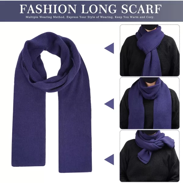 Mens Womens Winter Warm Beanie Hats Long Neck Scarf Touchscreen Gloves Set Knit Skull Caps Scarves Gifts for Women MenNavy Blue