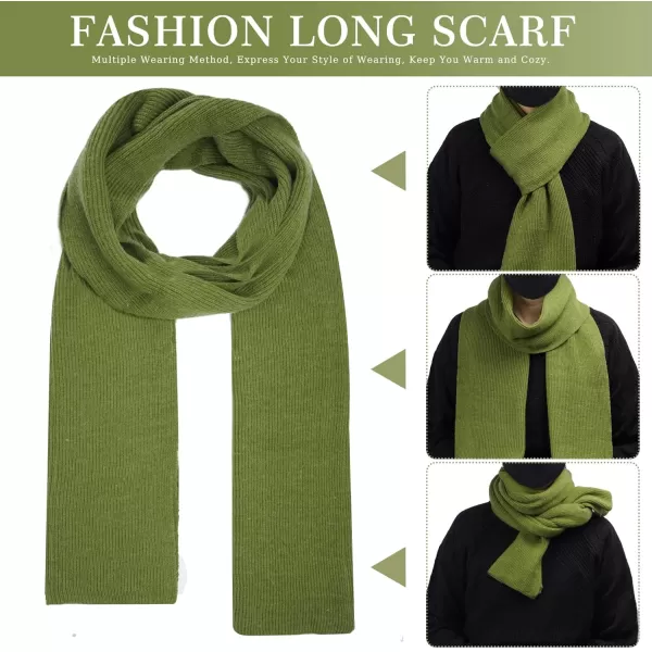 Mens Womens Winter Warm Beanie Hats Long Neck Scarf Touchscreen Gloves Set Knit Skull Caps Scarves Gifts for Women MenOlive Green