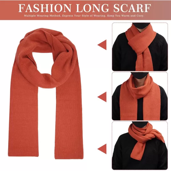 Mens Womens Winter Warm Beanie Hats Long Neck Scarf Touchscreen Gloves Set Knit Skull Caps Scarves Gifts for Women MenOrange