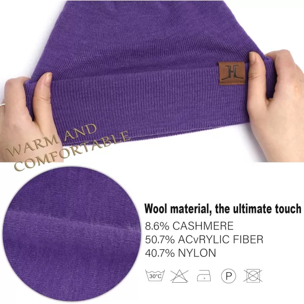 Mens Womens Winter Warm Beanie Hats Long Neck Scarf Touchscreen Gloves Set Knit Skull Caps Scarves Gifts for Women MenPurple