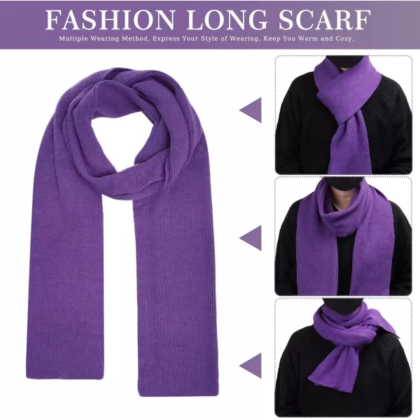 Mens Womens Winter Warm Beanie Hats Long Neck Scarf Touchscreen Gloves Set Knit Skull Caps Scarves Gifts for Women MenPurple