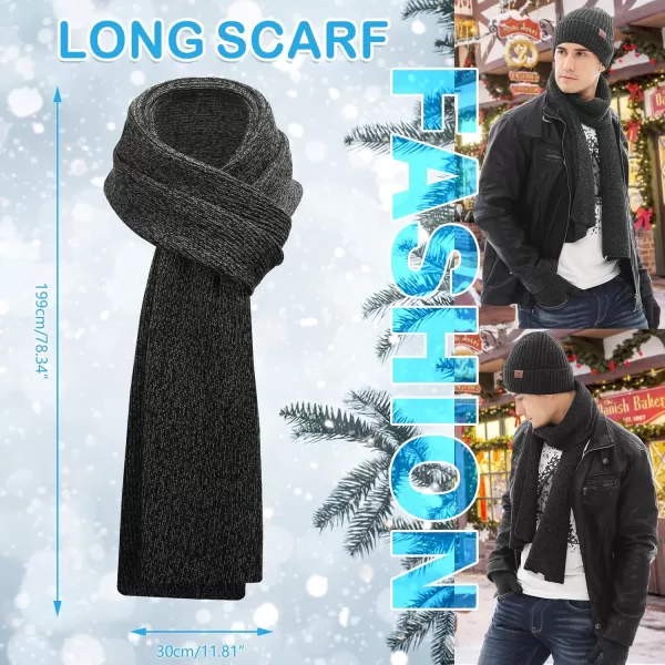 Mens ampamp Womens Winter Knit Hat Beanie Long Neck Scarf Touchscreen Gloves Set Skull Cap with Fleece Lined Gifts for Men WomenDark Gray