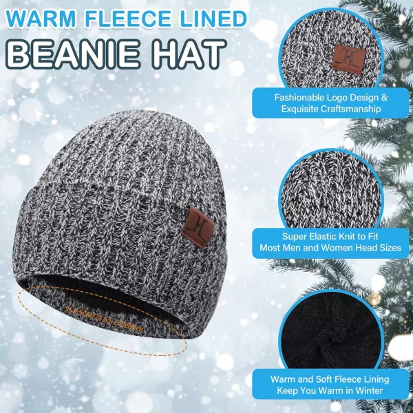 Mens ampamp Womens Winter Knit Hat Beanie Long Neck Scarf Touchscreen Gloves Set Skull Cap with Fleece Lined Gifts for Men WomenGray