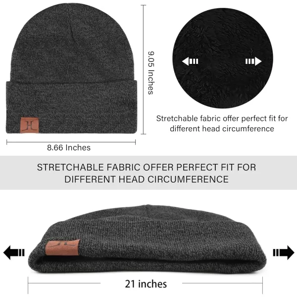 Winter Warm Beanie Hat Touchscreen Gloves Set Soft Skull Cap Gloves Set for Men and Women with Warm Knit Fleece LinedDark Grey