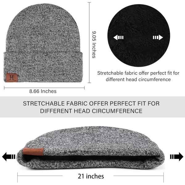 Winter Warm Beanie Hat Touchscreen Gloves Set Soft Skull Cap Gloves Set for Men and Women with Warm Knit Fleece LinedGrey