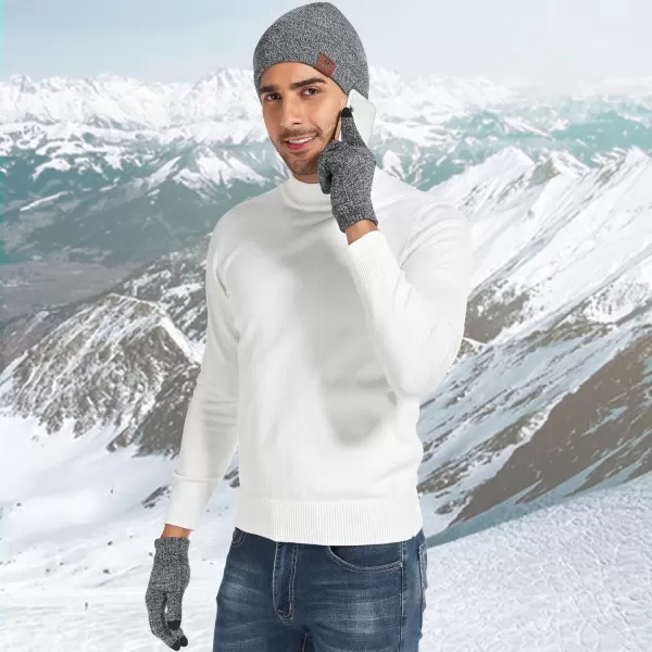 Winter Warm Beanie Hat Touchscreen Gloves Set Soft Skull Cap Gloves Set for Men and Women with Warm Knit Fleece LinedGrey
