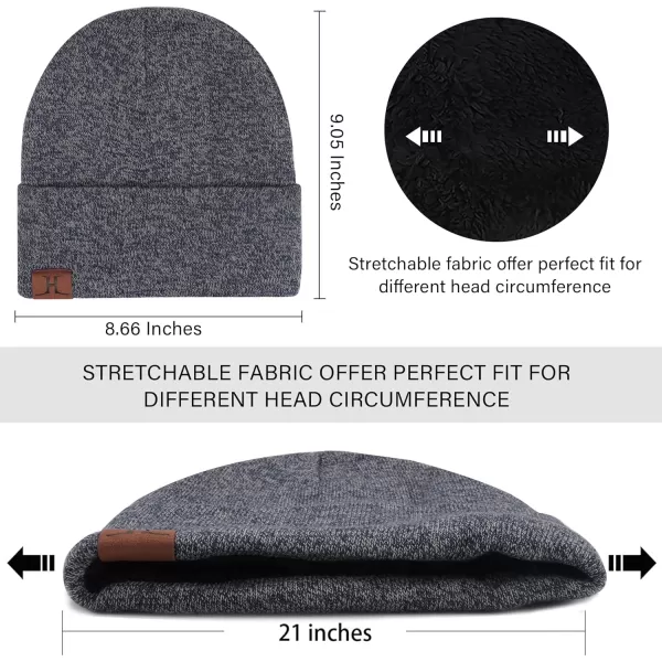 Winter Warm Beanie Hat Touchscreen Gloves Set Soft Skull Cap Gloves Set for Men and Women with Warm Knit Fleece LinedNavy Blue