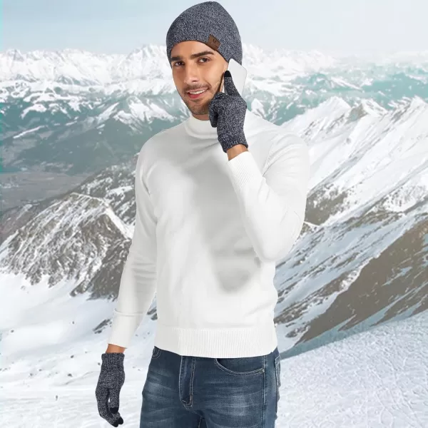 Winter Warm Beanie Hat Touchscreen Gloves Set Soft Skull Cap Gloves Set for Men and Women with Warm Knit Fleece LinedNavy Blue