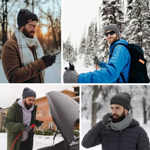 Winter Warm Beanie Hat Touchscreen Gloves Set Soft Skull Cap Gloves Set for Men and Women with Warm Knit Fleece LinedNavy Blue