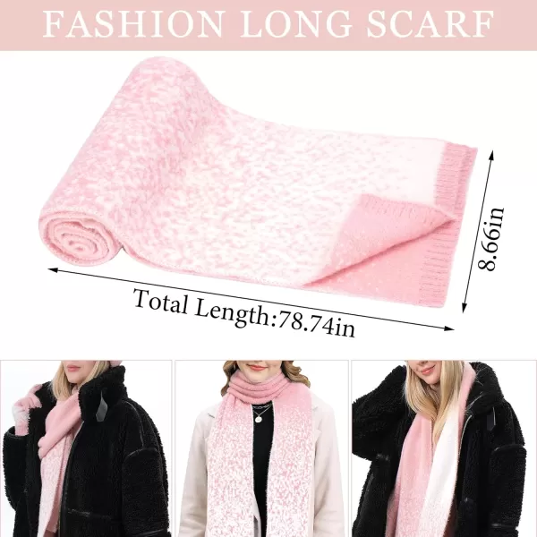 Womens Winter Knit Beanie Hats and Touchscreen Gloves Long Scarf Set with Warm Fleece Lined Skull Caps Scarves for WomenPink White