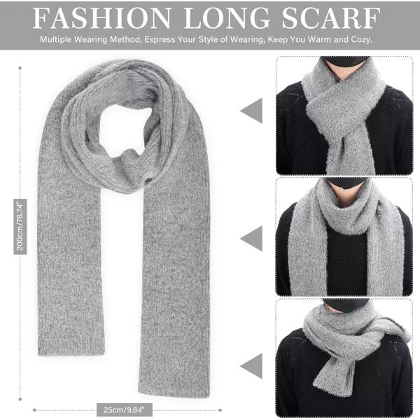 Womens Winter Warm Knit Beanie Hat Touchscreen Gloves Long Neck Scarf Set with Fleece Lined Skull Caps Gifts for Women Men Grey