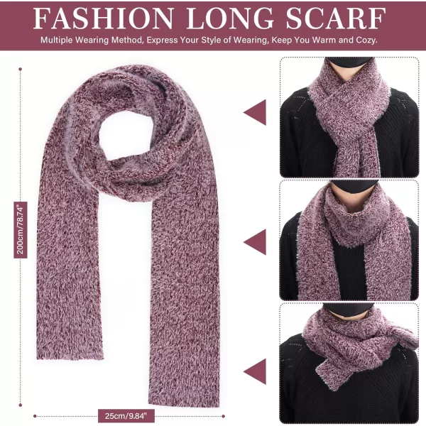 Womens Winter Warm Knit Beanie Hat Touchscreen Gloves Long Neck Scarf Set with Fleece Lined Skull Caps Gifts for Women Men Wine Red