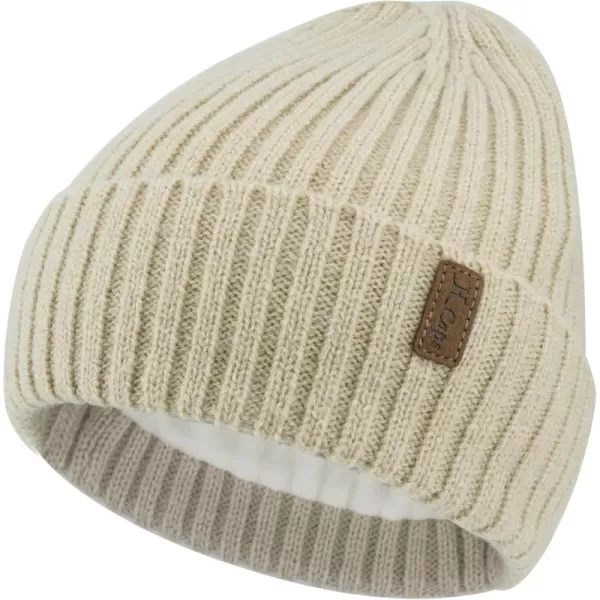 FZ FANTASTIC ZONE Mens Winter Warm Beanie Hats Knitted Slouchy Skull Caps with Fleece Lined for Women Men Cold WeatherBeige