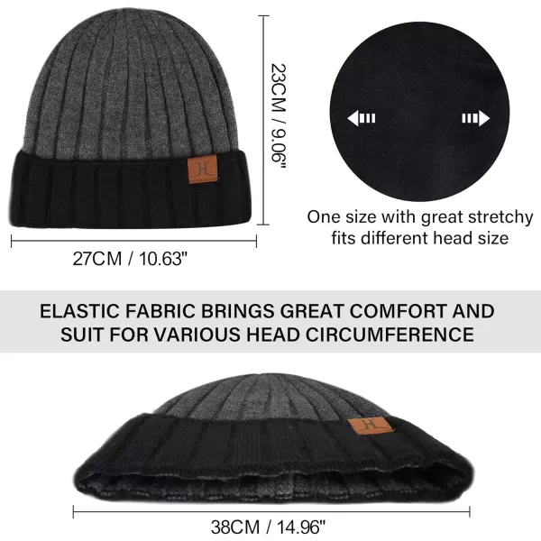 FZ FANTASTIC ZONE Winter Warm Beanie Hat Touchscreen Gloves Long Scarf Knit Set with Fleece Lined Slouchy Skull Cap for Women3pcsdark Grey