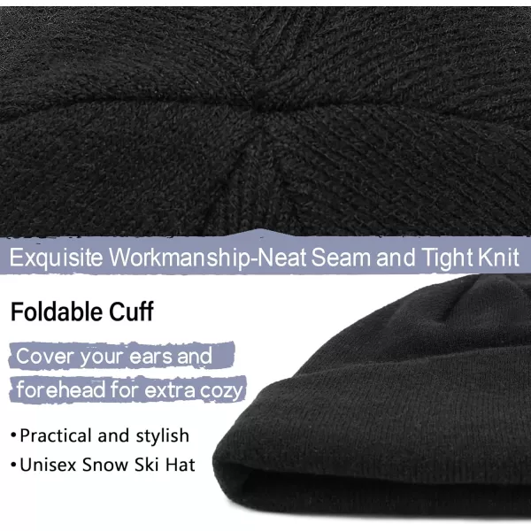 FZ FANTASTIC ZONE Womens Mens Winter Warm Beanie Hats Knit Slouchy Cuffed Skull Cap with Fleece Lined for Women MenBlack