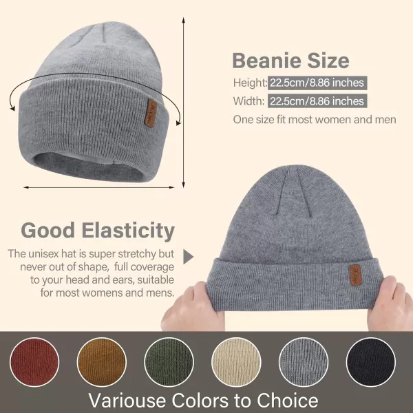 FZ FANTASTIC ZONE Womens Mens Winter Warm Beanie Hats Knit Slouchy Cuffed Skull Cap with Fleece Lined for Women MenDark Grey