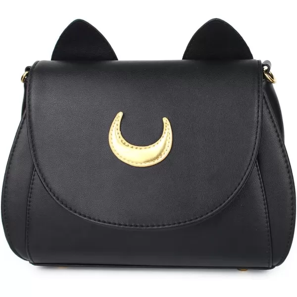 Moon Luna Cat Purses Pu Leather Gothic Purse Cosplay Moon Sailor Bag Handbags Shoulder BagsBlack