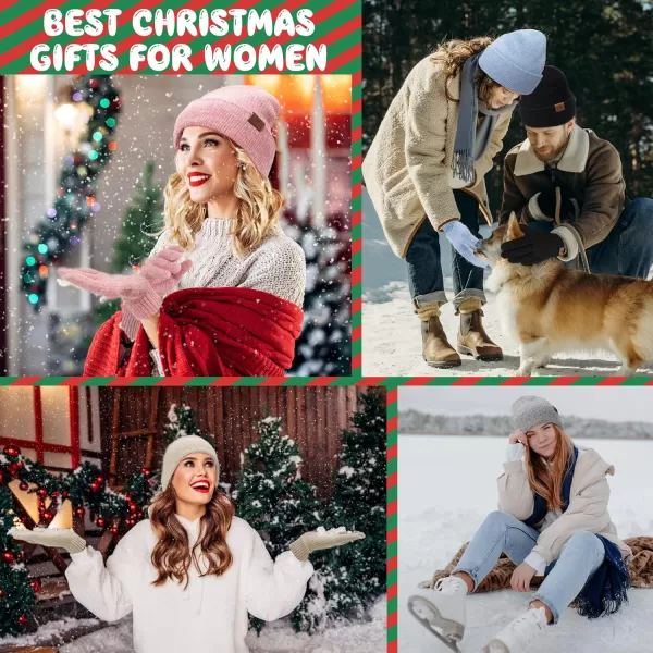 Womens Mens Winter Beanie Hats Neck Scarfs Touchscreen Gloves Set Warm Knit Slouchy Skull Caps Gifts for Women ampamp Men3pcslight Grey