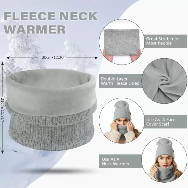 Womens Mens Winter Beanie Hats Neck Scarfs Touchscreen Gloves Set Warm Knit Slouchy Skull Caps Gifts for Women ampamp Men3pcslight Grey