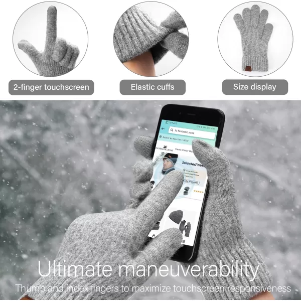 Womens Mens Winter Beanie Hats Neck Scarfs Touchscreen Gloves Set Warm Knit Slouchy Skull Caps Gifts for Women ampamp Men3pcslight Grey