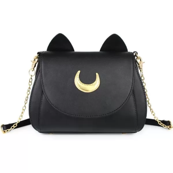 Moon Luna Cat Purses Pu Leather Gothic Purse Cosplay Moon Sailor Bag Handbags Shoulder BagsBlack