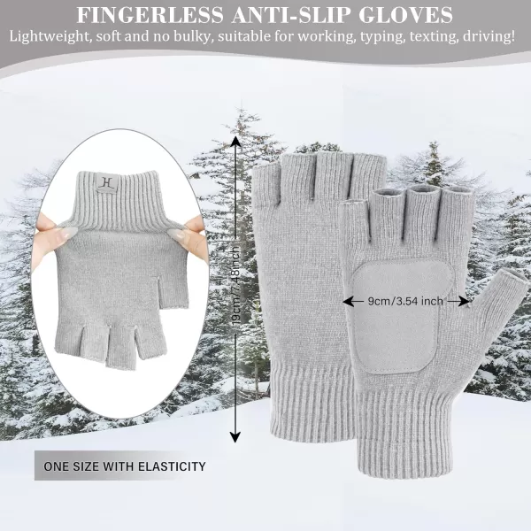 imageFZ FANTASTIC ZONE Winter Fingerless Gloves for Women Men Chenille Warm Knit Working Texting Half Finger Gloves GiftsGray