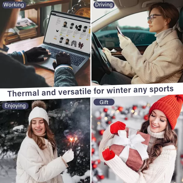 imageFZ FANTASTIC ZONE Winter Fingerless Gloves for Women Men Chenille Warm Knit Working Texting Half Finger Gloves GiftsNavy Blue