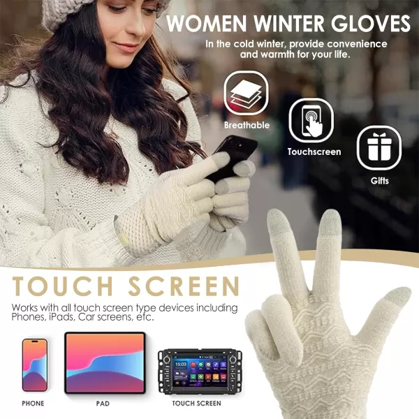 imageFZ FANTASTIC ZONE Winter Gloves for Women Cold Weather with Touch Screen Chenille Knit Thermal Warm Gloves GiftsApricot