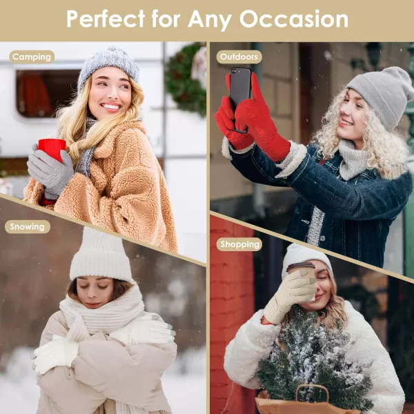 imageFZ FANTASTIC ZONE Winter Gloves for Women Cold Weather with Touch Screen Chenille Knit Thermal Warm Gloves GiftsApricot
