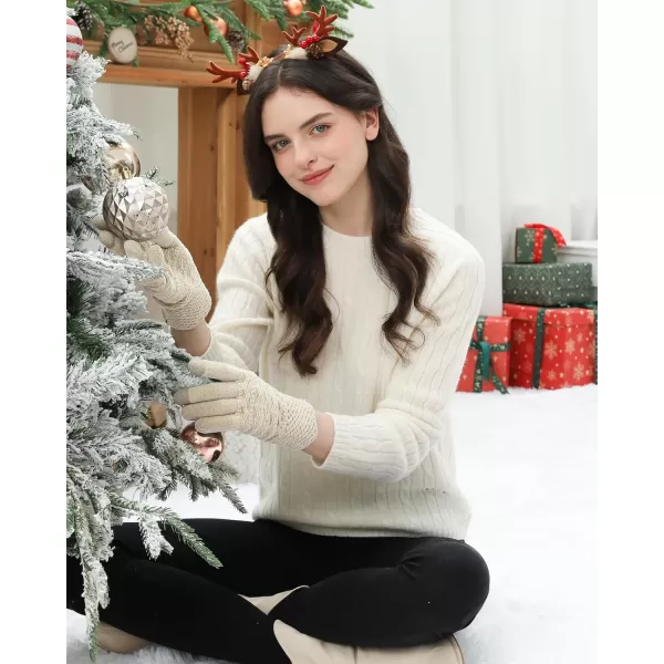 imageFZ FANTASTIC ZONE Winter Gloves for Women Cold Weather with Touch Screen Chenille Knit Thermal Warm Gloves GiftsApricot