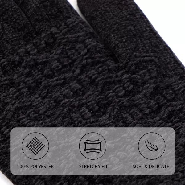 imageFZ FANTASTIC ZONE Winter Gloves for Women Cold Weather with Touch Screen Chenille Knit Thermal Warm Gloves GiftsBlack
