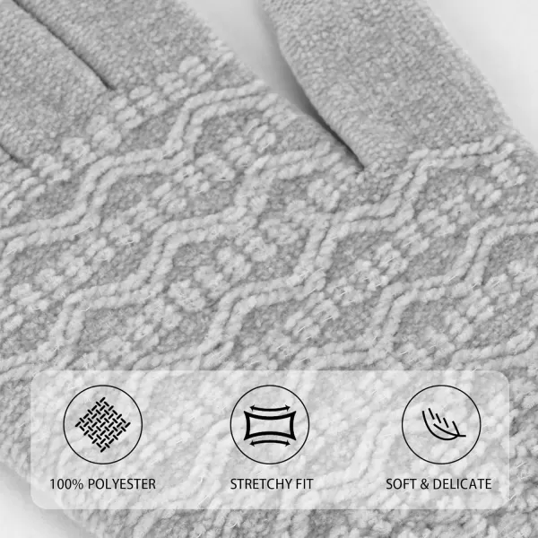 imageFZ FANTASTIC ZONE Winter Gloves for Women Cold Weather with Touch Screen Chenille Knit Thermal Warm Gloves GiftsGray
