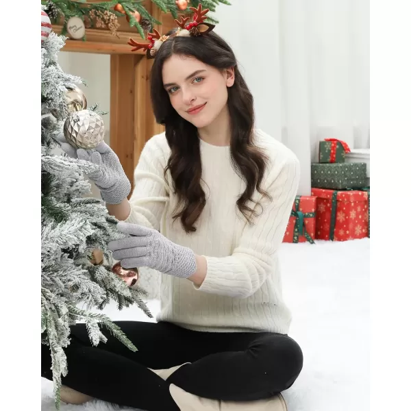 imageFZ FANTASTIC ZONE Winter Gloves for Women Cold Weather with Touch Screen Chenille Knit Thermal Warm Gloves GiftsGray