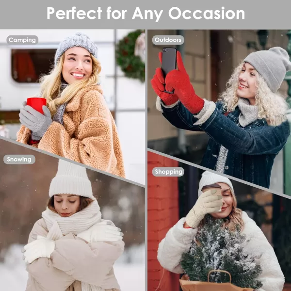 imageFZ FANTASTIC ZONE Winter Gloves for Women Cold Weather with Touch Screen Chenille Knit Thermal Warm Gloves GiftsGray
