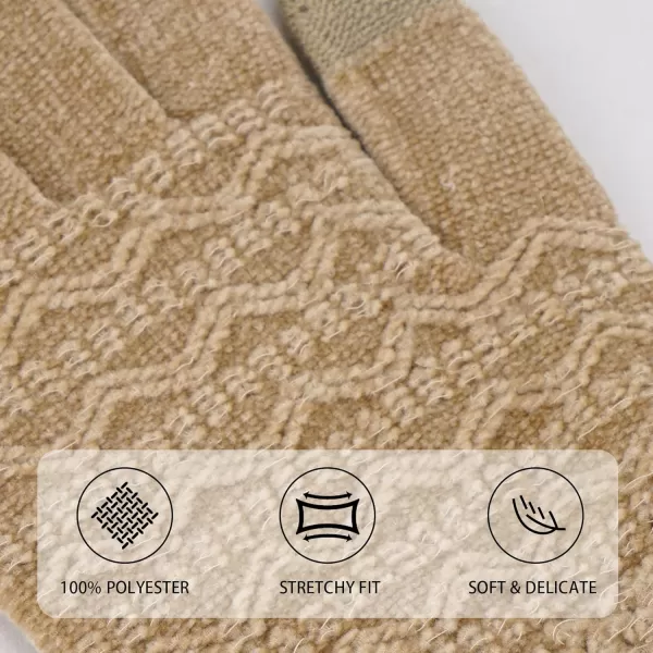imageFZ FANTASTIC ZONE Winter Gloves for Women Cold Weather with Touch Screen Chenille Knit Thermal Warm Gloves GiftsKhaki