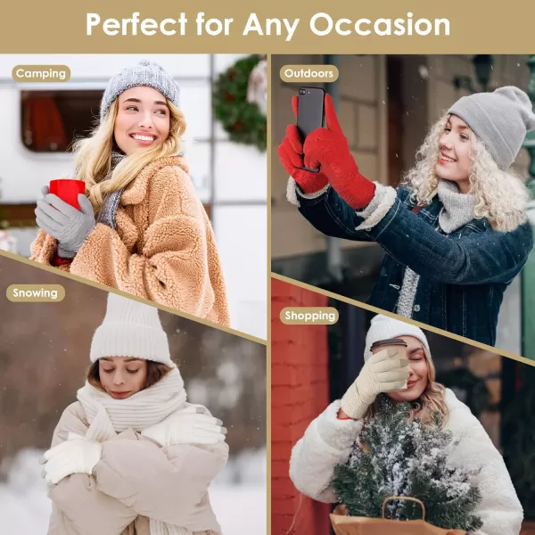imageFZ FANTASTIC ZONE Winter Gloves for Women Cold Weather with Touch Screen Chenille Knit Thermal Warm Gloves GiftsKhaki