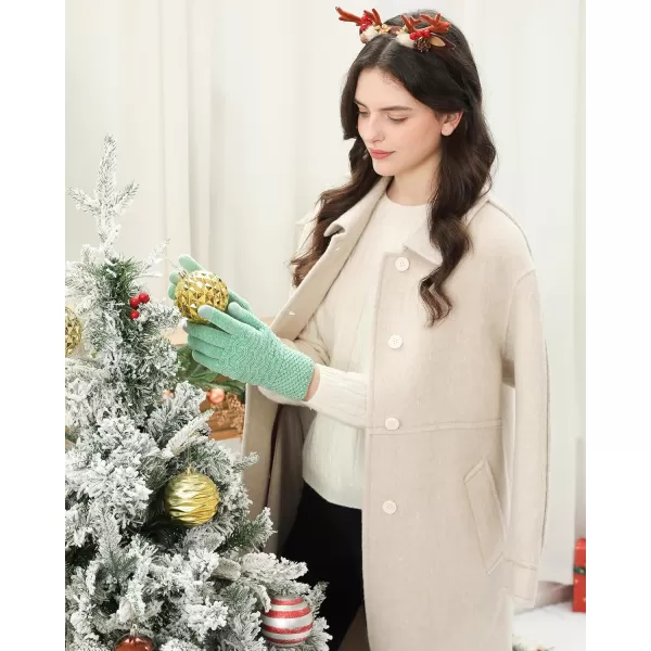 imageFZ FANTASTIC ZONE Winter Gloves for Women Cold Weather with Touch Screen Chenille Knit Thermal Warm Gloves GiftsMint Green