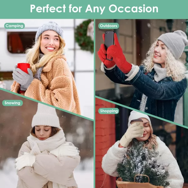 imageFZ FANTASTIC ZONE Winter Gloves for Women Cold Weather with Touch Screen Chenille Knit Thermal Warm Gloves GiftsMint Green