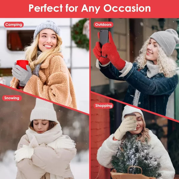 imageFZ FANTASTIC ZONE Winter Gloves for Women Cold Weather with Touch Screen Chenille Knit Thermal Warm Gloves GiftsRed