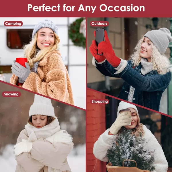 imageFZ FANTASTIC ZONE Winter Gloves for Women Cold Weather with Touch Screen Chenille Knit Thermal Warm Gloves GiftsWine Red