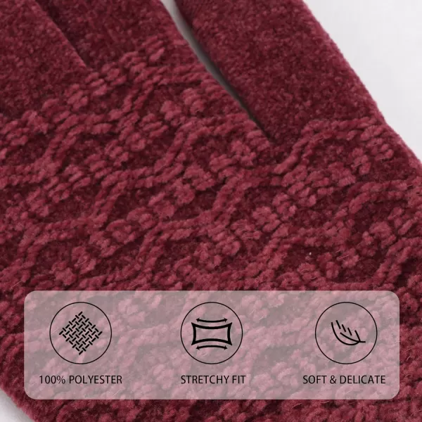 imageFZ FANTASTIC ZONE Winter Gloves for Women Cold Weather with Touch Screen Chenille Knit Thermal Warm Gloves GiftsWine Red