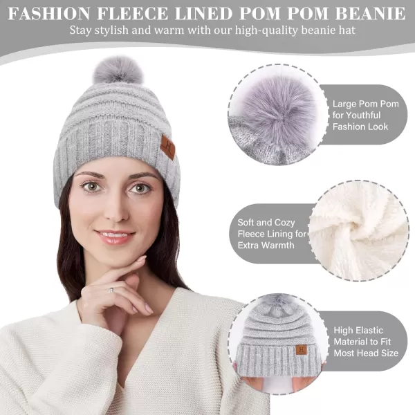 imageWomens Winter Hats Scarf Gloves Set Warm Fleece Beanie Touchscreen Gloves for Women Cold Weather GiftsGrey