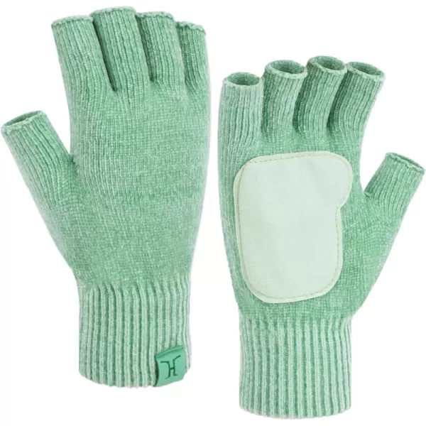 imageFZ FANTASTIC ZONE Winter Fingerless Gloves for Women Men Chenille Warm Knit Working Texting Half Finger Gloves GiftsMint Green
