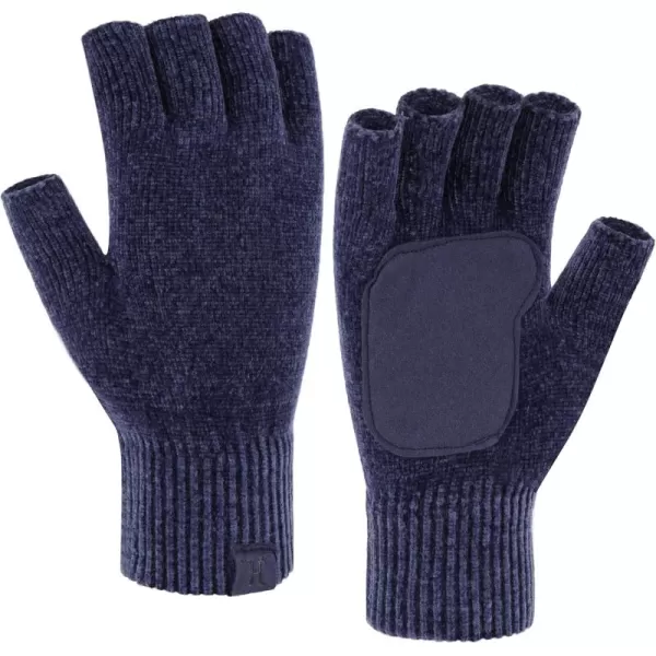 imageFZ FANTASTIC ZONE Winter Fingerless Gloves for Women Men Chenille Warm Knit Working Texting Half Finger Gloves GiftsNavy Blue
