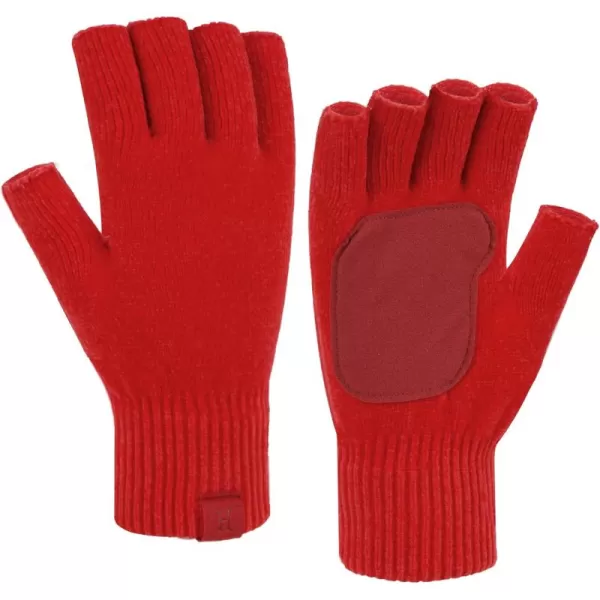 imageFZ FANTASTIC ZONE Winter Fingerless Gloves for Women Men Chenille Warm Knit Working Texting Half Finger Gloves GiftsRed