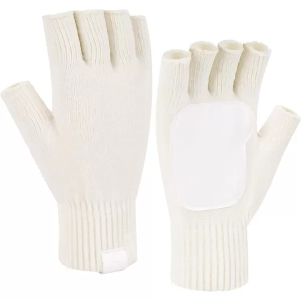 imageFZ FANTASTIC ZONE Winter Fingerless Gloves for Women Men Chenille Warm Knit Working Texting Half Finger Gloves GiftsWhite