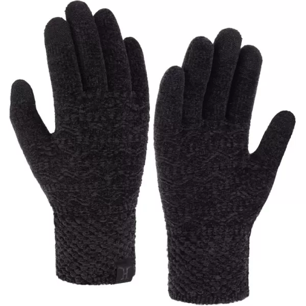 imageFZ FANTASTIC ZONE Winter Gloves for Women Cold Weather with Touch Screen Chenille Knit Thermal Warm Gloves GiftsBlack